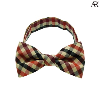 ANGELINO RUFOLO Bow Tie ผ้าไหมทอผสมคอตตอนคุณภาพเยี่ยม โบว์หูกระต่ายผู้ชาย ดีไซน์ Checker สีส้ม/สีเลือดหมู/สีฟ้า