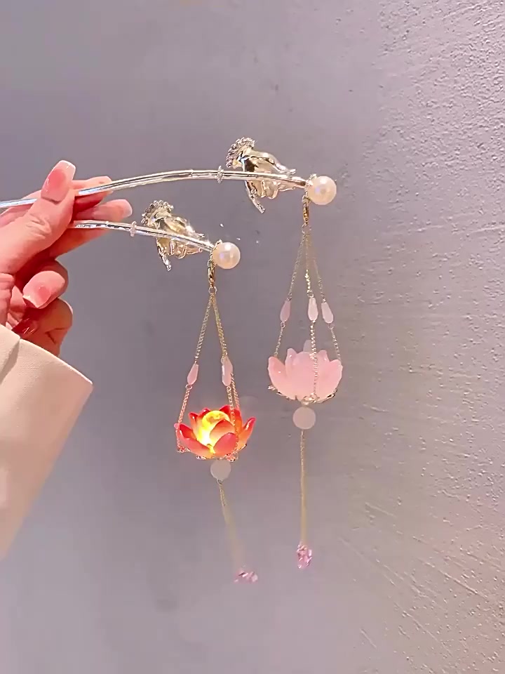 desmondri-กิ๊บติดผม-led-รูปดอกบัว-เรืองแสง-สไตล์จีนโบราณ-สําหรับผู้หญิง