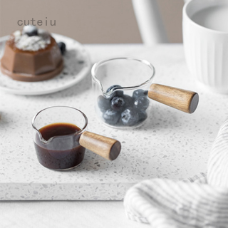 ถ้วยแก้วอเนกประสงค์ ขนาดเล็ก พร้อมด้ามจับไม้ สไตล์ญี่ปุ่น สำหรับกาแฟ ซอส น้ำส้มสายชู ของว่าง