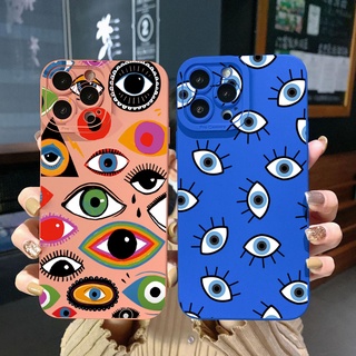 เคสโทรศัพท์มือถือ ขอบสี่เหลี่ยม ลายดวงตาปีศาจ สําหรับ iPhone 14 Plus 13 Pro Max 12 iPhone 11 XR 8 7 SE 2022