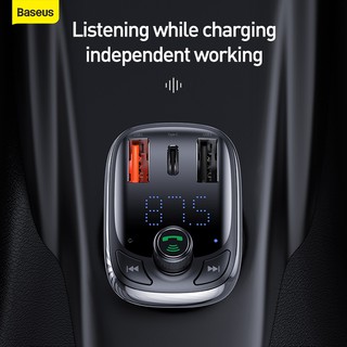 Baseus ที่ชาร์จโทรศัพท์ในรถยนต์ บลูทูธ 4.0 เครื่องเล่น MP3 USB คู่ ชาร์จเร็ว สําหรับรถยนต์