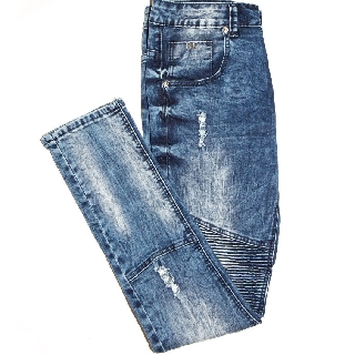 Enviszo กางเกงยีนส์รุ่น Brave Blue ทรงเข้ารูป ดีไซน์เท่ - EJ1001