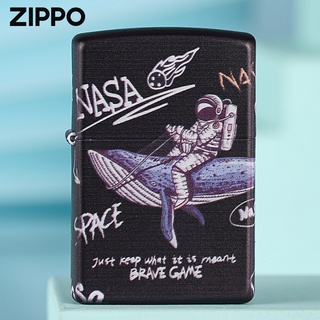 Zippo Zippo ของแท้✧◙Zippo ไฟแช็กของแท้จากอเมริกา Travel the Universe การพิมพ์สี starry sky series windproof น้ำมันก๊าดสร