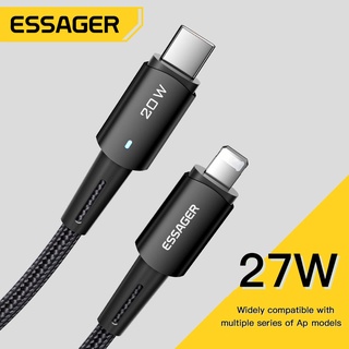 Essager สายเคเบิลข้อมูล 20W 27W PD USB c เป็น L Type c เป็น L รองรับ ip12 13 Pro Max 30W ชาร์จเร็ว