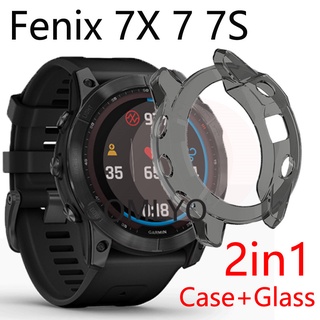 Garmin Fenix 7X 7 7S เคส TPU นิ่ม เคสป้องกัน กันชน กระจกนิรภัย ป้องกันหน้าจอ ฟิล์ม