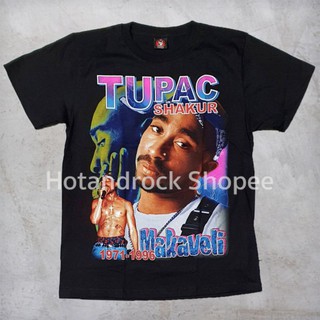 เสื้อยืดผ้าฝ้ายพรีเมี่ยม เสื้อยืดวงสีดำ TUPAC TDM 1804 Hotandrock