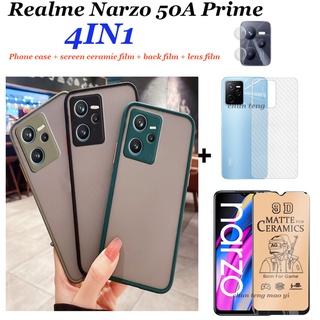 (4 In 1) เคสโทรศัพท์มือถือ ฟิล์มเซรามิก ฟิล์มด้านหลัง ฟิล์มเลนส์กล้อง กันกระแทก สําหรับ Xiaomi Realme Narzo 50A Prime 50A 50i 30A