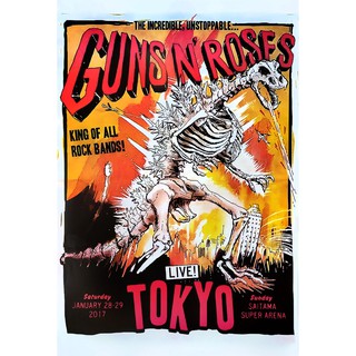 โปสเตอร์ คอนเสิร์ต วงดนตรี ร็อค Guns N’ Roses live in TOKYO POSTER 24”x35” Inch  American Hard Rock Heavy Metal