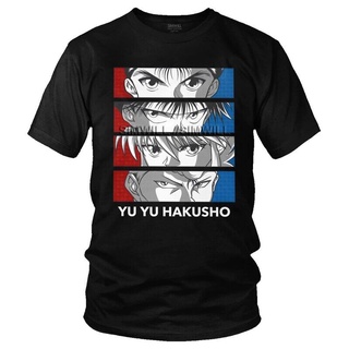 เสื้อผ้าผชเสื้อยืดแขนสั้น ผ้าฝ้าย พิมพ์ลายมังงะ Yu Yu Hakusho Kurama Hiei Kuwabara สไตล์สตรีท สําหรับผู้ชายS-5XL