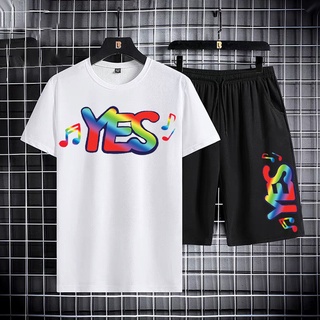 🔥 ใหม่ ! ชุดเซ็ทแฟชั่นเสื้อยืดสกรีนลาย+กางเกงขาสั้น ชุดเที่ยว กีฬา ออกกำลังกาย ทุกเทศกาล ⭐T709-DK709