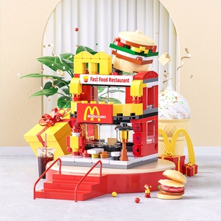 บล็อกตัวต่อ รูปรถบรรทุกไอศกรีม McDonalds Starbucks Kanto Cuisine Store ของเล่นเสริมการเรียนรู้ สําหรับเด็ก