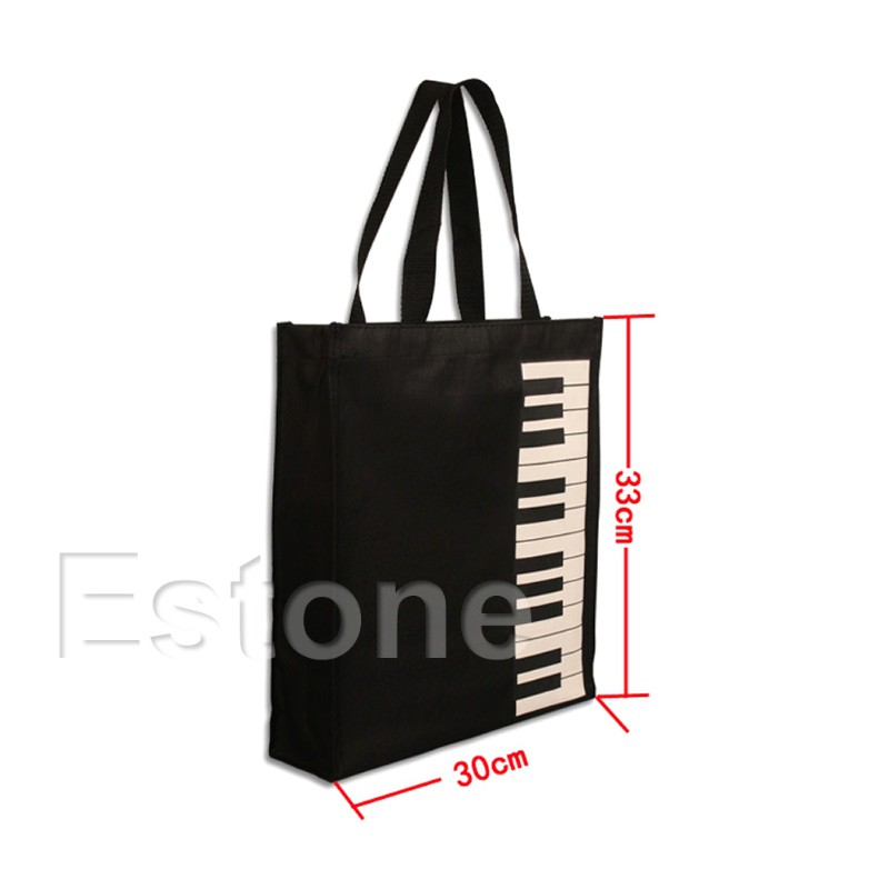 bst-กระเป๋าถือกระเป๋าช้อปปิ้งเปียโนสีดำ