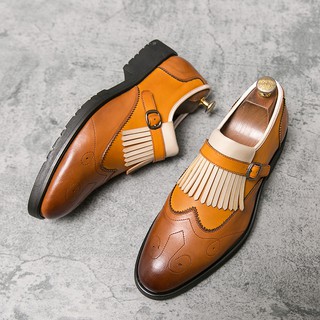 Men Slip On Shoes รองเท้าหนังลำลอง สไตล์อังกฤษ สำหรับผู้ชาย【38-46】