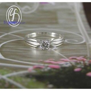 Finejewelthai แหวนเพชร-แหวนเงิน-เพชรสังเคราะห์-เงินแท้/ Silver-Diamond CZ-Ring - R1233cz