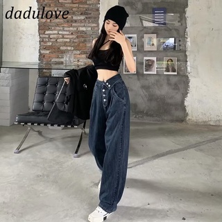 DaDulove💕 New Korean Version Of Multi-button Jeans Trend High Waist Loose Wide Leg Pants Fashion Womens Clothing