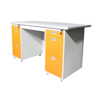 Desk DESK STEEL LUCKY WORLD 159.5cm DX-52-33 OR ORANGE Office furniture Home & Furniture โต๊ะทำงาน โต๊ะทำงานเหล็ก LUCKY