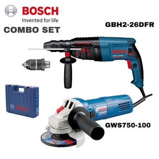 BOSCH ชุดคอมโบ GBH 2-26 DFR + GWS 750-100