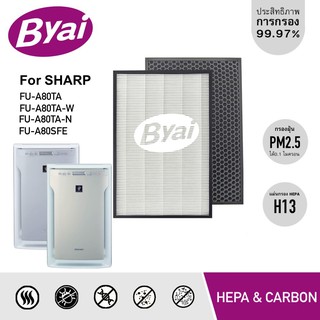 แผ่นกรองอากาศ True HEPA Filter FZ-A80SFE และ กรองคาร์บอน สำหรับเครื่องฟอกอากาศ sharp รุ่น FU-A80TA