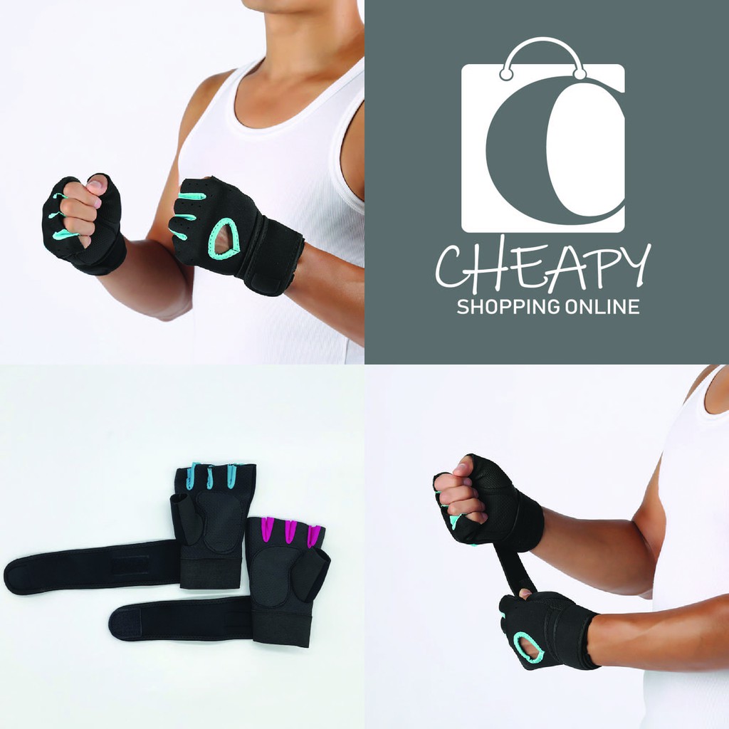 cheapy2shop-ถุงมือฟิตเนส-พร้อมสายรัดข้อมือ-ขนาดฟรีไซส์-สำหรับผู้ชาย-และ-ผู้หญิง-ถุงมือออกกำลังกาย-ถุงมือยกน้ำหนัก