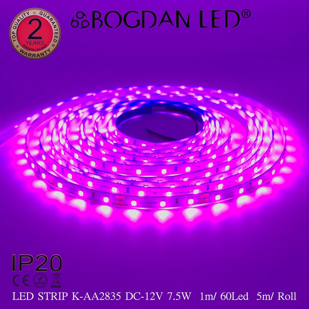 led-strip-k-aa2835-60-pink-dc-12v-7-5w-1m-ip20-ยี่ห้อbogdan-led-แอลอีดีไฟเส้นสำหรับตกแต่ง-300led-5m-37-5w-5m-grade-a