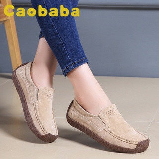 Caobaba พร้อมส่ง รองเท้าโลฟเฟอร์ลําลอง หนังวัวแท้ ส้นเตี้ย แบบสไลด์ สไตล์เกาหลี แฟชั่นสําหรับผู้หญิง