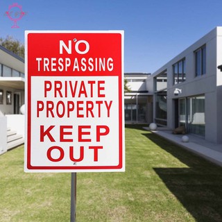 ➹BY 8x12" Metal No Trespassing Sign Private Property Keep Out Do Not Enter Aluminum Signs for Outdoo