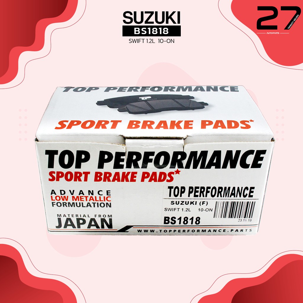 ผ้าเบรคหน้า-suzuki-swift-1-2-eco-amp-1-5-gl-ga-10-17-ciaz-1-2-15-on-รหัส-bs1818-top-performance-japan