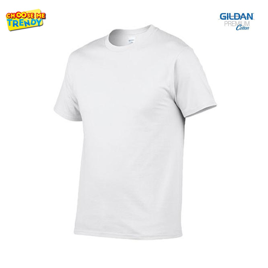 เสื้อยืด-สีขาว-gildan-premium-cotton-white-เกรดพรีเมี่ยม