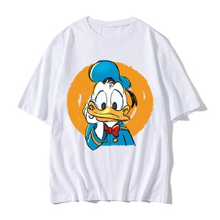 เสื้อยืดผ้าฝ้ายพิมพ์ลายขายดี เสื้อเป็ดโดนัลด์น่ารัก คอตตอน Donald Duck เนื้อนุ่ม ใส่สบาย คอกลม เสื้อยืดใส่ได้ทั้งชายและห