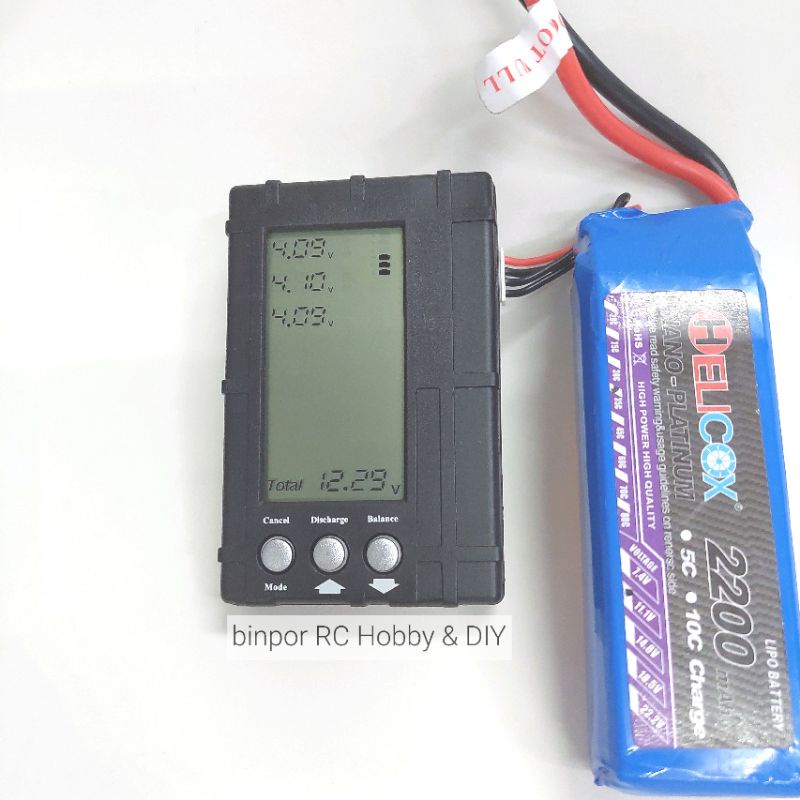 อุปกรณ์-วัดแบต-lipo-2-6-cell-3-in1-lcd-voltage-indicator-meter-balancer-discharger