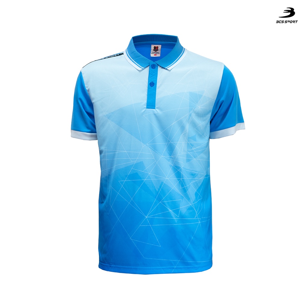 bcs-sport-เสื้อพิมพ์ลาย-กีฬา-คอโปโล-ปกสปอร์ต-สีฟ้า-unisex-เนื้อผ้า-micro-plus-รหัสj9004-j9006-polo-neck-sublimation