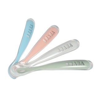ชุดซิลิโคนด้ามยาว 4 ชิ้น BEABA Set of 4 Ergonomic 1st Age Silicone Spoons Eucalyptus (Windy Blue / Vintage Pink / Light