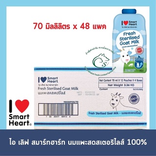 (กล่อง 48 แพค) ไอ เลิฟ สมาร์ทฮาร์ท นมแพะสดสเตอริไลส์ 100% ขนาด 70 มิลลิลิตร x 48 แพค