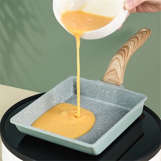 ♀❇15*20cm Non Stick Green Frying Pan Silicone Spatula Turner Japanese Tamagoyaki Omelettes Egg Pancake Maker Kitchen Coo