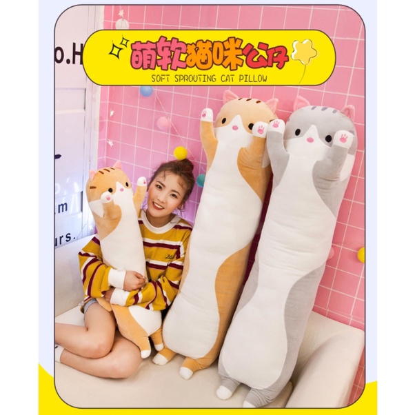 eroro-หมอนตุ๊กตาแมว-หมอนแมวยาว-สไตล์เกาหลี-น่ารัก-นุ่มนิ่ม-หมอนข้างแมว-50-90-130cm