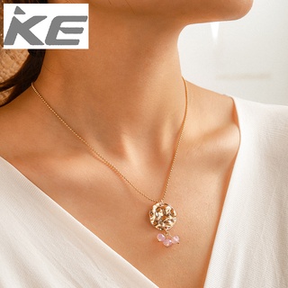 Round Pink Crystal Necklace Creative Round Bead Chain Short Clavicle Chain for girls for women