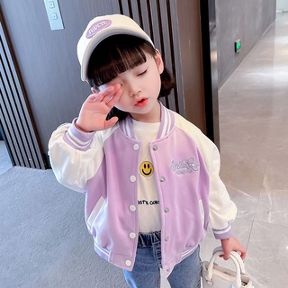 [Babycat] พร้อมส่ง ขายดี เสื้อแจ็กเก็ตเบสบอล แฟชั่นฤดูใบไม้ผลิ ฤดูใบไม้ร่วง สไตล์เกาหลี ญี่ปุ่น สําหรับเด็กผู้หญิง 2022