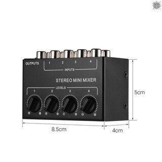 สินค้า mini stereo audio mixer กับ 4 - channel rca inputs อุปกรณ์ควบคุมระดับเสียงโลหะ