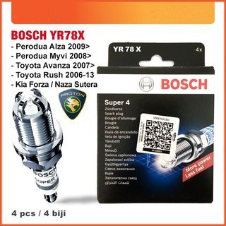 Bosch SUPER 4 หัวเทียน YR78X PERODUA MYVI 1.3 ALZA / TOYOTA AVANZA