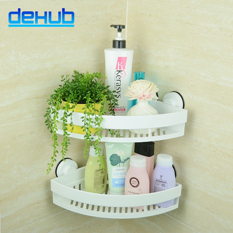 dehub-ชั้นวางของเข้ามุม-ติดผนังไม่ต้องเจาะ-dehub-corner-shelf-250-ตัวล็อคสูญญากาศ