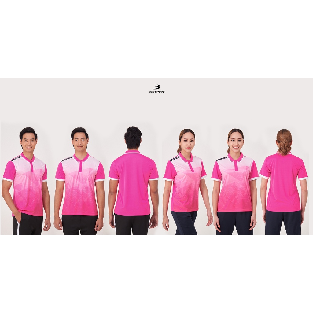 bcs-sport-เสื้อพิมพ์ลาย-กีฬา-คอโปโล-ปกสปอร์ต-สีชมพู-unisex-เนื้อผ้า-micro-plus-รหัสj9004-j9006-polo-neck-sublimation