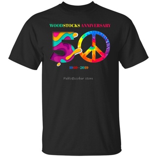 เสื้อครอปสายฝอ - สบายนุ่มผู้ชาย Tshirts Woodstocks ครบรอบ 50 ปีสันติภาพรักฝ้ายที