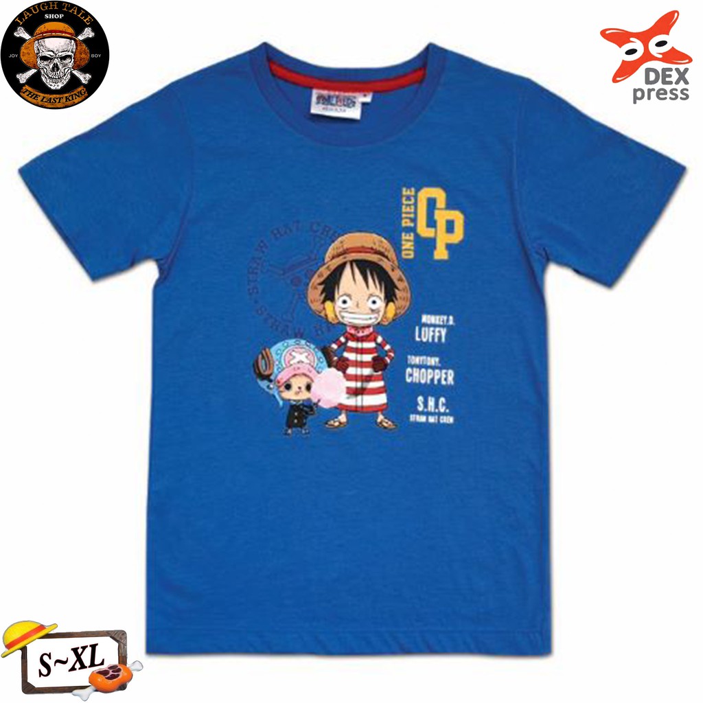 one-piece-kids-t-shirt-เสื้อยืดเด็กวันพีซ-ลาย-ลูฟี่ึึึึึึึึึึึึึึึ-amp-ช้อปเปอร์-สีฟ้า-ลิขสิทธืแท้