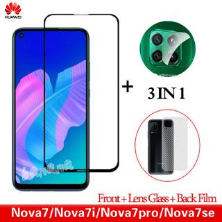 3IN1 Huawei Nova7/Nova7Pro / Nova7SE s Tempered Glass Film +Carbon Fiber Back Film+Camera lens film Nova 7 / Nova 7i / Nova 7Pro / Nova 7SE