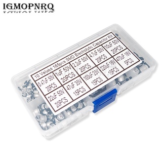 ชุดตัวอย่างตัวเก็บประจุอลูมิเนียมไฟฟ้า SMD 0.47uF 1uF 2.2uF 4.7uF 10uF 22uF 47uF 1 10Values 165 ชิ้น