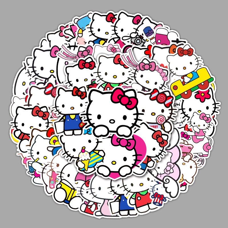 sticker-bomb-50-ชิ้น-สติ๊กเกอร์บอม-ลายคิตตี้-kitty-เอาไว้ติด-สติ๊กเกอร์โน๊ตบุ๊ค-ติดตู้เย็น