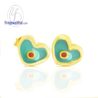 Finejewelthai ต่างหูรูปหัวใจ-ต่างหูลงสี-ต่างหูเงินแท้ 925-Silver-Enamel-Heart-Earring - E306700E_g