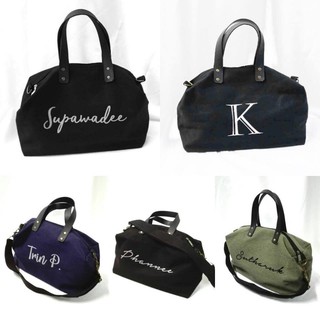 HEAPER PU duffle กระเป๋าผ้าแคนวาสสกรีนชื่อ ดัฟเฟิล สะพายข้าง