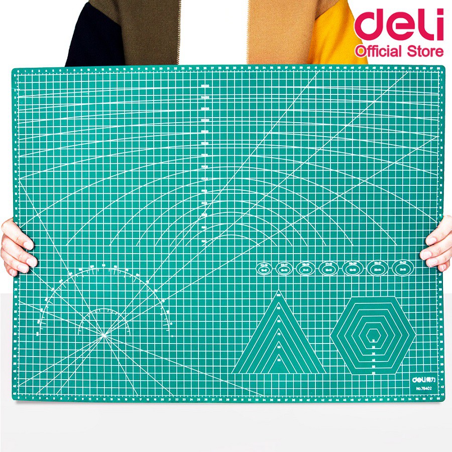 ภาพสินค้าDeli 78402 Cutting Mat PVC A2 แผ่นรองตัดกระดาษ สีเขียว แบบสองด้าน PVC ขนาด A2 (600 x 450mm) อุปกรณ์สำนักงาน แผ่นรองตัด จากร้าน deli_officialshop บน Shopee ภาพที่ 1