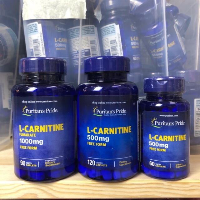 Puritan's Pride [14v L-Carnitine #1ในไทย] 500/1000 mg Fumarate 60,90,120  caplets ส่ง22บ ช่วยเบิรน์ เผาพลาดไขมันลดหุ่น